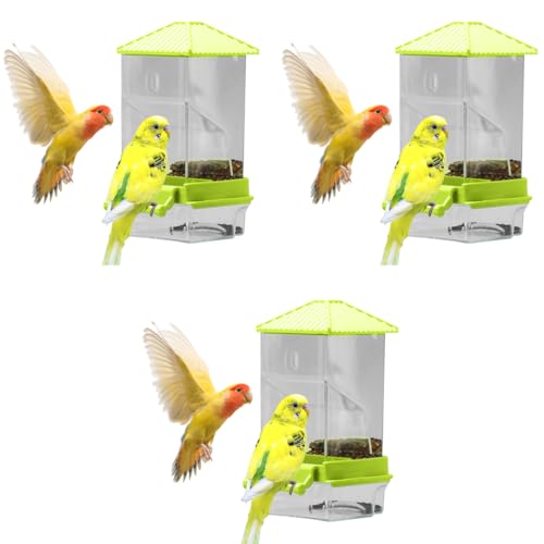 Qpets® Parrot Feeder for Cage Birds No Jam Transparent Food Container with Removable Perch Catch Tray 7.9x8.3x18.5cm Bird Box for Parakeets Cockatiels 3 PCS Qpets® Parrot Feeder for Cage Birds No Jam Transparent Food Container with Removable Perch Catch Tray 7.9x8.3x18.5cm Bird Box for Parakeets Cockatiels 3 PCS
